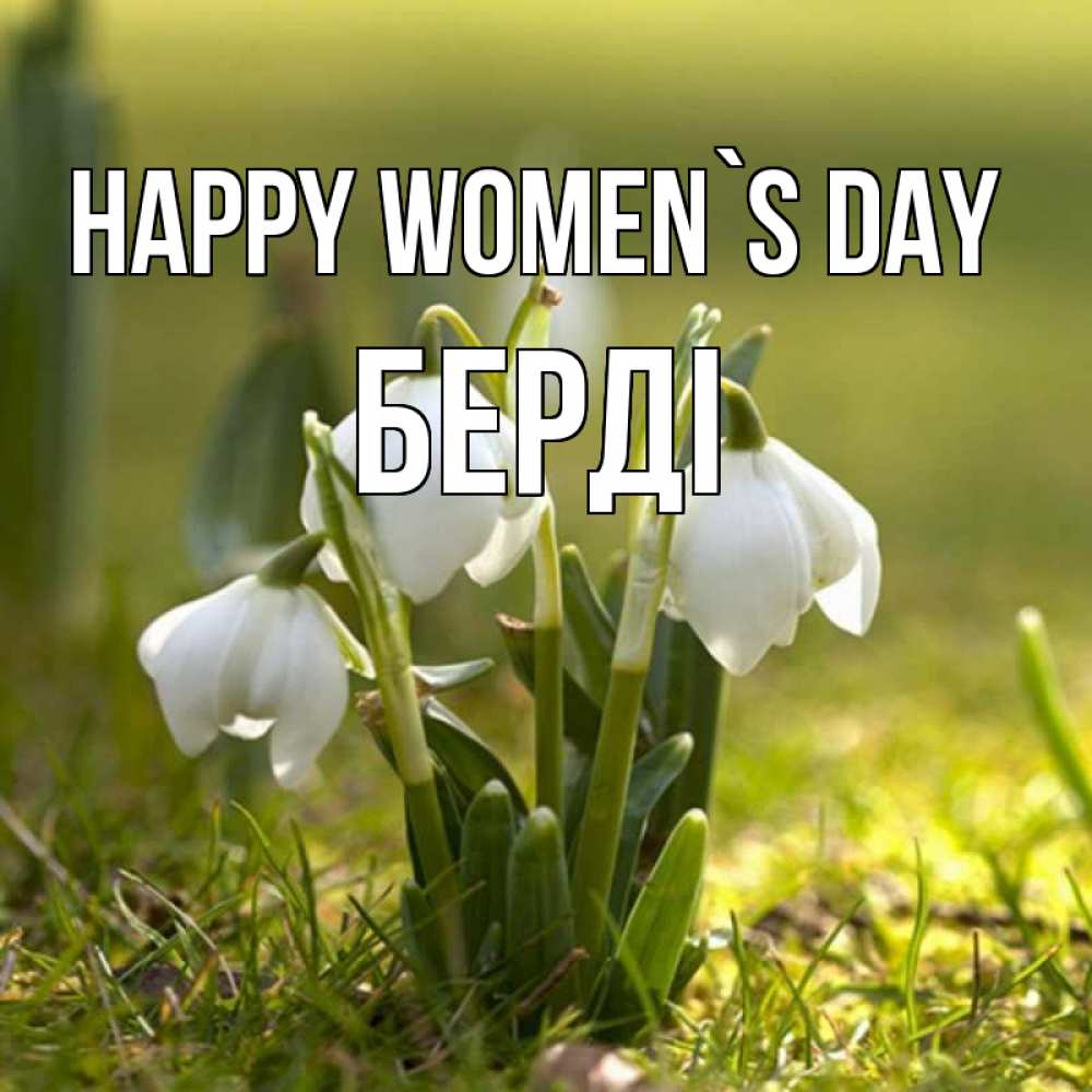 Greetings card с именем, Берді happy women`s day ранние цветы 2 Greetings with text for free download 